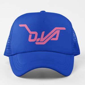 NEW Overwatch Dva Wordmark Name Logo Foam Trucker Mesh Snapback Hat ROYAL